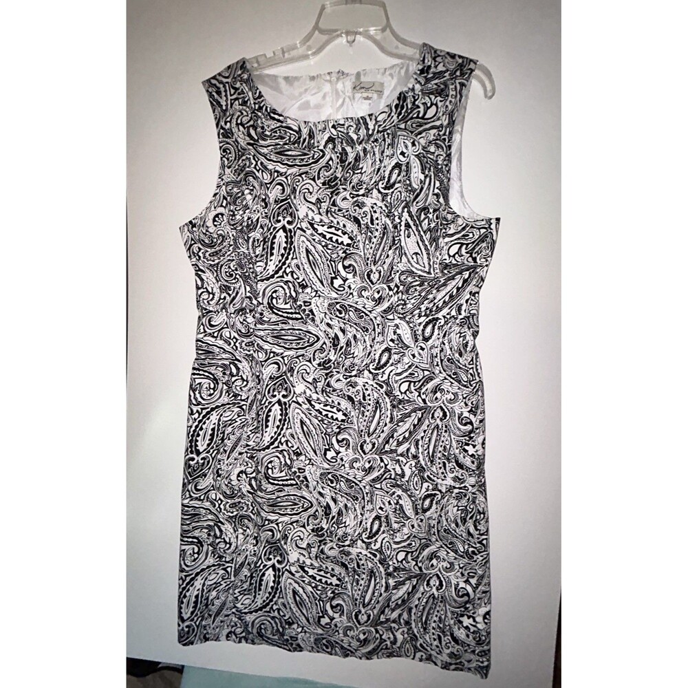 Kim Rogers Black and White Paisley Sleeveless Dress Size 18